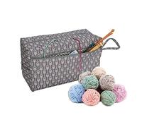 ECOSWAY Sac de rangement portable pour fil à crochet, sans nœuds, avec 4 trous de ligne, pour tricot, crochet, couture, travaux d'aiguille, tissage.