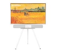 ECOTINY Chevalet trépied TV pour 40-65", portable, pivotant et réglable en hauteur avec plateau en bois, supporte jusqu'à 35 kg, idéal pour chambre à coucher, salon, noir (blanc)