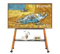 ECOTINY Support tv avec roulettes pour étagère mobile de 49 à 75 pouces jusqu'à 40 kg, design Easel en métal et bois, idéal pour magasin, bureau, école et maison