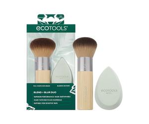 EcoTools Blend + Blur Makeup Brush and Sponge Duo, Makeup Blending Sponge & Foundation Brush, For Liquid & Cream Products, Cloud Skin, Eco Friendly, Latex-Free, Cruelty Free, & Vegan, 2 Count