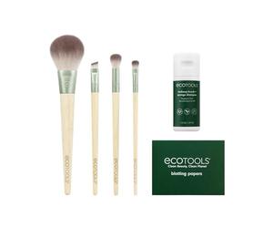 EcoTools Limited Edition Merry Must-Haves Kit, Visage & Eyeshadow Makeup Brushes, Brush Shampoo & Cleanser, Blotting Papers for Matte Makeup, Eco-Friendly, 6 Piece Gift Set