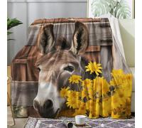 ECOTOS âne Plaid Polaire - Couverture Animaux de la Ferme, Couverture Lit 2 Personnes, Couvertures et Plaids Flannel Douce, Plaid Canape Grande Taille XXL 220x240