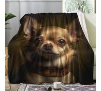 ECOTOS Couverture Polaire 220x240 - Plaid Chihuahua, Couverture Lit 2 Personnes, Jeté de Canapé Chien, Couvertures et Plaids Flannel Doux
