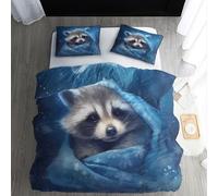 ECOTOS Housse de Couette 140x200 Raton Laveur - Parure de Lit 1 Personne Motif Animaux - Ensemble de Literie en Microfibre Douce avec Fermeture éclair, 1 Taies d'oreiller 65x65 cm
