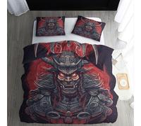 ECOTOS Housse de Couette 140x200 Samouraï Japonais - Parure de Lit 1 Personne Motif Anime - Ensemble de Literie en Microfibre Douce avec Fermeture éclair, 1 Taies d'oreiller 65x65 cm