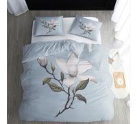 ECOTOS Housse de Couette 200x200 Magnolia - Parure de Lit 2 Personne Motif Fleurs - Ensemble de Literie en Microfibre Douce avec Fermeture éclair, 2 Taies d'oreiller 65x65 cm