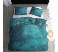 ECOTOS Housse de Couette 200x200 Turquoise - Parure de Lit 2 Personne Motif Marbre - Ensemble de Literie en Microfibre Douce avec Fermeture éclair, 2 Taies d'oreiller 65x65 cm