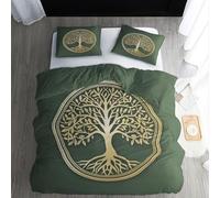 ECOTOS Housse de Couette 220x240 Arbre de Vie - Parure de Lit 2 Personne Motif Vert - Ensemble de Literie en Microfibre Douce avec Fermeture éclair, 2 Taies d'oreiller 65x65 cm