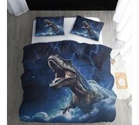 ECOTOS Housse de Couette 220x240 Dinosaures - Parure de Lit 2 Personne Motif Fantaisie - Ensemble de Literie en Microfibre Douce avec Fermeture éclair, 2 Taies d'oreiller 65x65 cm