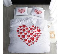 ECOTOS Housse de Couette 240x260 Saint Valentin - Parure de Lit 2 Personne Motif Cœur Rouge - Ensemble de Literie en Microfibre Douce avec Fermeture éclair, 2 Taies d'oreiller 65x65 cm