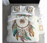 ECOTOS Housse de Couette Attrape Rêves 140x200 - Parure de Lit 140x200 Plume - Ensemble de Literie en Microfibre Douce 1 Personne avec Fermeture éclair, 1 Taies d'oreiller 65x65 cm
