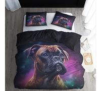 ECOTOS Housse de Couette Chien Boxer 220x240 - Parure de Lit 220x240 Adulte Motif Chien - Ensemble de Literie en Microfibre Douce 2 Personne avec Fermeture éclair, 2 Taies d'oreiller 65x65 cm
