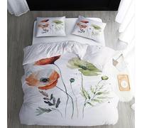 ECOTOS Housse de Couette Coquelicot 200x200 - Parure de Lit 2 Personne Fleurs - Ensemble de Literie en Microfibre Douce avec Fermeture éclair, 2 Taies d'oreiller 65x65 cm