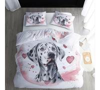 ECOTOS Housse de Couette Dalmatien 200x200 - Parure de Lit 2 Personne Chien - Ensemble de Literie en Microfibre Douce avec Fermeture éclair, 2 Taies d'oreiller 65x65 cm