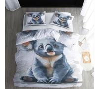 ECOTOS Housse de Couette Koala 140x200 - Parure de Lit 1 Personne Animaux - Ensemble de Literie en Microfibre Douce avec Fermeture éclair, 1 Taies d'oreiller 65x65 cm