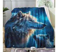 ECOTOS Loup Plaid Polaire - Couverture Animaux, Couverture Lit 2 Personnes, Couvertures et Plaids Flannel Douce, Plaid Canape Grande Taille XXL 220x240