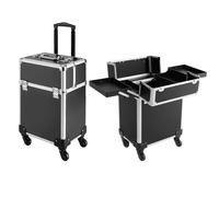 EcoTypee Mallette de maquillage professionnelle en aluminium pour maquillage de voyage, nail art, coiffure, 33,8 x 23,9 x 47 cm, noir, 13.3*9.4*18.5in, Moderne