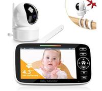 Écoute Bébé Sécurisé Sans WiFi-Babyphone vidéo avec caméra, écran HD 4,3"", babyphone avec support -Mode VOX - Berceuse-Portée 360m