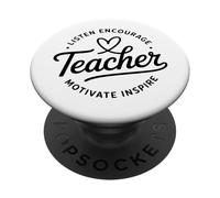 Écouter, Encourager l'enseignant, motiver, Inspirer Le cœur PopSockets PopGrip Adhésif