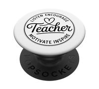 Écouter, Encourager l'enseignant, motiver, Inspirer Le cœur PopSockets PopGrip Adhésif