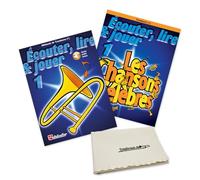 Écouter Lire et Jouer Trombone Volume 1 | Méthode Trombone + Les Chansons Célèbres + Chiffon en Microfibre | ISBN 9789043163651 + 9789043107402 | Jean Castelain | De Haske avec Accès Audio Inclus