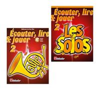 Ecouter, Lire & Jouer pour Cor (Fa) - Tome 2 + Les Solos 2 (DHP 1002356-404, DHP 1002364-401, 9789043161831, 9789043111331) + Chiffonnette en microfibre (Ensemble de démarrage)