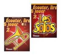 Ecouter, Lire & Jouer pour Trombone (clé de fa) - Tome 2 + Les Solos 2 (DHP 1002353-404, DHP 1002366-401, 9789043161817, 9789043111348) Jean Castelain + Chiffonnette en microfibre (Ensemble de départ)