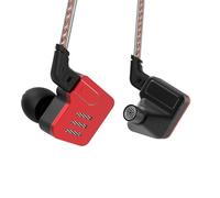 écouteur 5BA pilote d'armature équilibrée 3,5 mm moniteur intra-auriculaire basse casque, noir + rouge, sans microphone