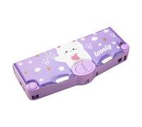 Écouteur du Crayon à Crayon capacité Case de Multifonctionnel avec souverain de Tailleur Bouton-Poussoir Eraser Purple Bear