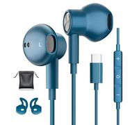 Ecouteur USB C Filaire pour Samsung Galaxy S26 Ultra S25 S24 S23 A56 A17 5G | Casque Filaire USB Type C pour iPhone 15 16 Plus 17 18 Pro Max iPad Air Redmi Note 15 Pro Audio Magnétique et Microphone Bleu