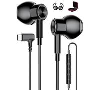 Écouteur USB C pour iPhone 17e 16e 15, HiFi Stéréo Magnétique Ecouteurs Filaire Type C Casque Coudé à 90 Degrés avec Micro pour Samsung A16 A17 A56 A37 S26 S25 pour Pixel 10a 9a 8 pour Oneplus 15 noir