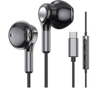 Ecouteur USB C pour Samsung Galaxy S23 S24 S22 Ultra S21 S20 A54 A55, avec Micro et contrôle du Volume - Noir