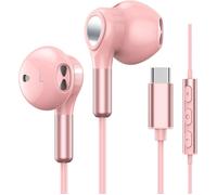 Ecouteur USB C pour Samsung Galaxy S23 S24 S22 Ultra S21 S20 A54 A55, avec Micro et contrôle du Volume - Rose