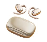 Écouteurs à clip ouverts, écouteurs compacts sans fil, taille 9,9 x 6,9 x 2,5 cm, étanche, stéréo, écouteurs sportifs pour femmes, hommes, voyages, téléphones à domicile, noir et doré