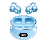 Écouteurs à clipser avec écran LED, Bluetooth 5.3 Bleu | Pourcentage du boîtier LED, mise au point vocale AI, lecture combinée 24 heures, Bluetooth 5.3, coupe ouverte légère
