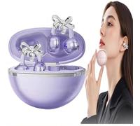 Écouteurs à clipser avec nœud en strass pour oreillettes ouvertes, translation Ai sans fil Bluetooth 5.4, écouteurs ouverts avec strass amovibles, idéal pour le travail, la course et le port quotidien