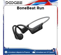 DOOGEE BoneBeat Run Casque à Conduction Osseuse Écouteur, 10H D'autonomie, Étanche et Anti-Transpiration IP66, BT5.4, Fitness- Blanc