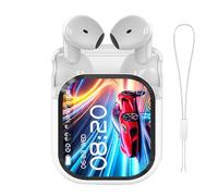 Écouteurs à traduction du temps - Casque vocal alimenté, contour stéréo sans fil orné, forme de contrôle tactile vibrante, concept de conversation multilingue raffiné, silhouette de dent bleue étanche