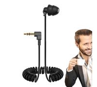 Écouteurs à un seul côté - 80 cm extensibles à ressort de 3,5 mm, casque filaire à isolation phonique, léger et stable, à clipser pour la conduite, la course, le travail, la musique, les appels