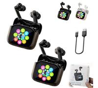 Écouteurs Ailsion, Son Haute Qualité, Casque Bluetooth Tactile Clair avec Écran LCD, Écouteurs sans Fil Étanches, Traducteur IA en Temps Réel pour 144 Langues et Accents(Black(2pcs))