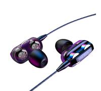 Écouteurs avec fil, stéréo 6D, 3.5mm, avec Microphone, double pilote, pour téléphone, oreillettes