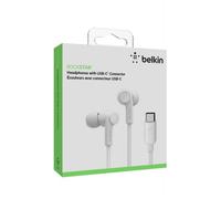 Belkin ROCKSTAR - Écouteurs avec micro - intra-auriculaire - filaire - USB-C - isolation acoustique - blanc Blanc G