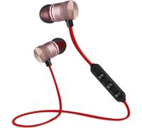 Écouteurs Bluetooth 4.1 Sans Fil, Sport Oreillettes Stéréo Anti-Bruit, Casque d'Écouteurs Anti-Transpiration confortable bon marché pour Divers Modèles Smartphone Ordinateur,Rouge Noir(Rouge)