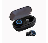 Écouteurs Bluetooth 5.0 Casque sans fil Mini casque stéréo sans fil Casque a commande tactile intra-auriculaire Sélectionnez des chansons pour tous les téléphones-Noir-Bleu