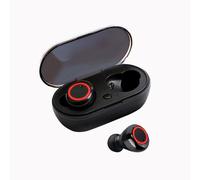 Écouteurs Bluetooth 5.0 Casque sans fil Mini casque stéréo sans fil Casque intra-auriculaire a commande tactile Sélectionnez des chansons pour tous les téléphones-Noir-Rouge