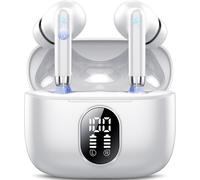 Écouteurs Bluetooth 5.4, 2025 Nouveau Ecouteurs sans Fil avec HiFi Stéréo, 40H Mini Oreillette sans Fil ENC Réduction Antibruit Mic Casque Bluetooth, IP7 Étanche Ecouteurs Blanc, pour Android iOS