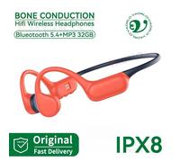 Écouteurs Bluetooth 5.4 à Conduction osseuse,étanche IPX8,lecteur MP3,Hifi,crochet d'oreille,casque sans fil avec micro,Bleu