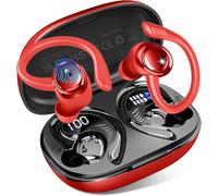 Ecouteurs Bluetooth 5.4 Sans Fil Sport, Oreillette Bluetooth Avec 4 Enc Mic, 50H Écouteur Sans Fil Avec Hifi Stéréo, Ip7 Étanche, Usb-C Charge Rapide Casque Running, Pour Android Ios, Rouge