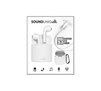 Ledwood - Ecouteurs Bluetooth avec Boitier de chargement - Pack 3 en 1 : Ecouteurs + Etui transport + Cordon magnétique - Blanc Blanc