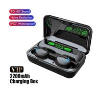 Écouteurs Bluetooth avec microphone TWS Casque sans fil Sport Casque HiFI Stéréo Écouteurs 2200 mAh Charge Box-E